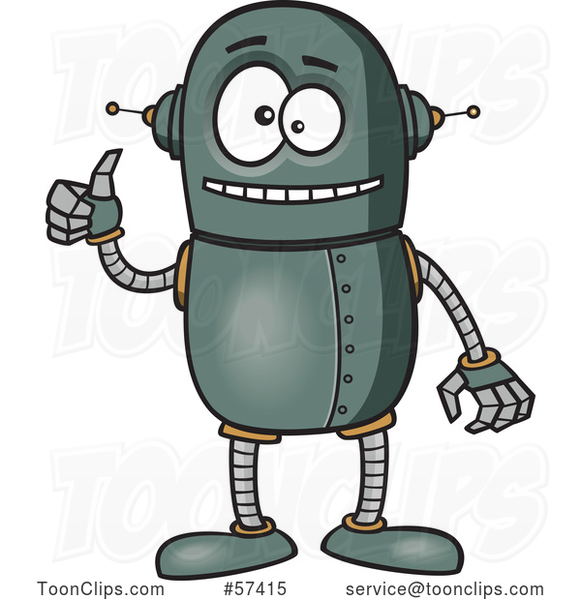 Cartoon Happy Robot Giving a Thumb #57415 by Ron Leishman