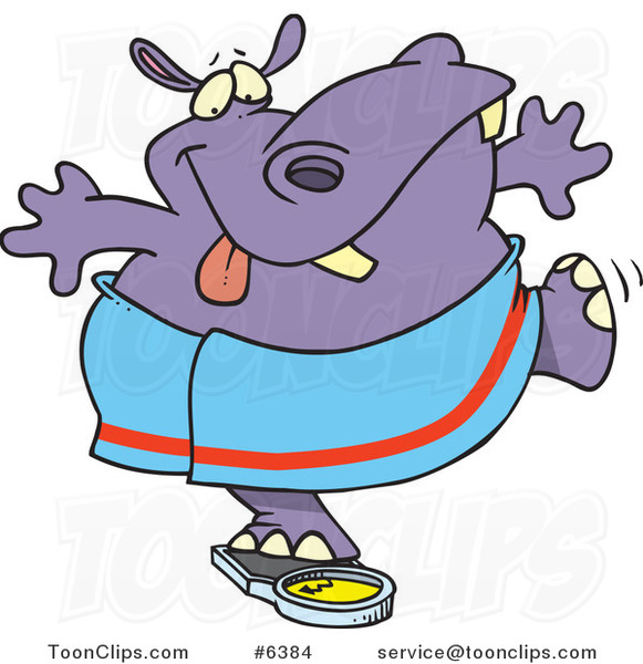 Cartoon Hippo Trying to Deceive a Scale