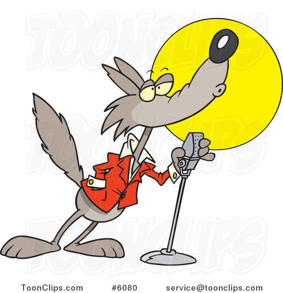 Cartoon Howling Wolf in the Spotlight