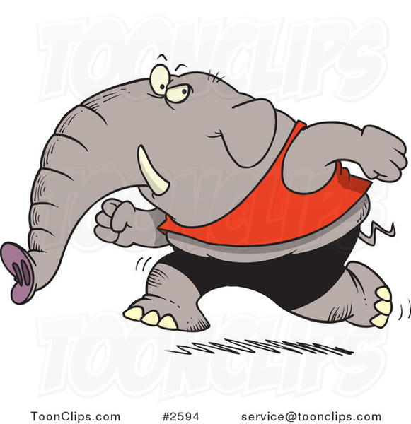 Cartoon Jogging Elephant