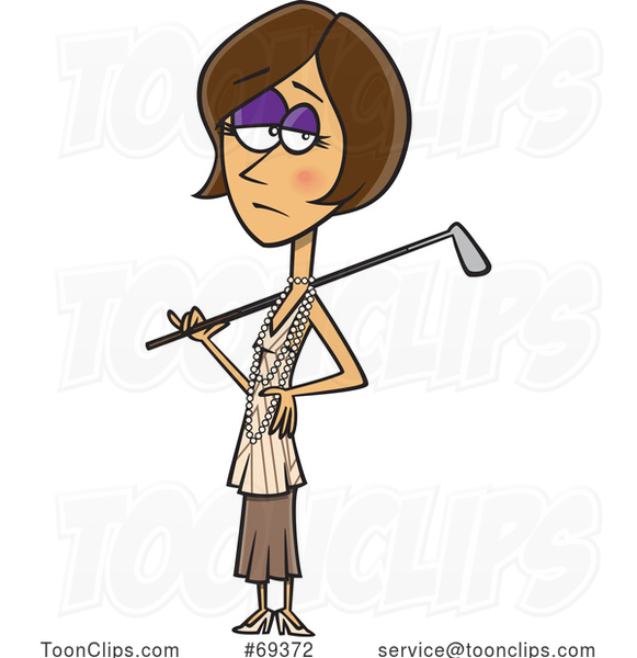 Cartoon Jordan Baker the Female Golfer from the Great Gatsby