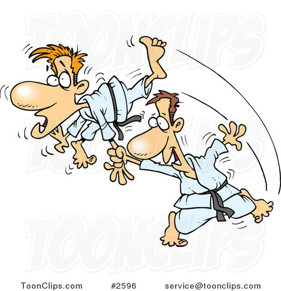 Cartoon Judo Guy Fighting #2596 by Ron Leishman