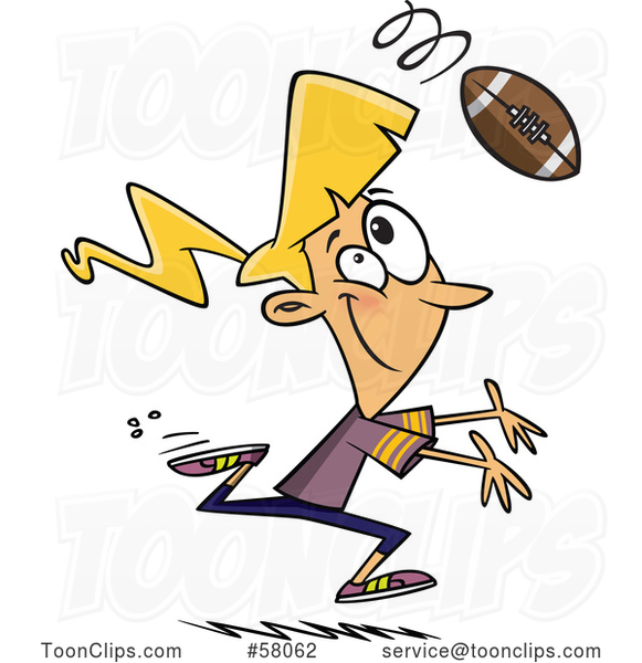 Cartoon Lady Playing Football