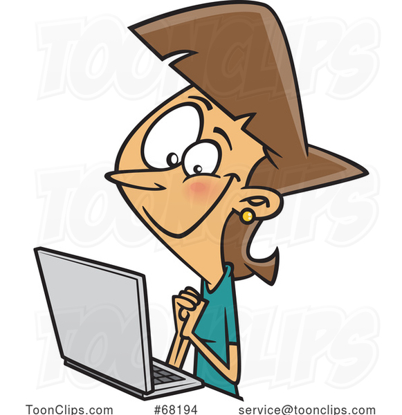 Cartoon Lady Reading a Good Email