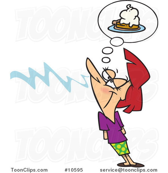 Cartoon Lady Smelling Pie