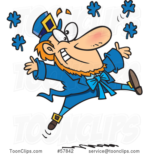 Cartoon Leaping Blue Leprechaun #57842 by Ron Leishman