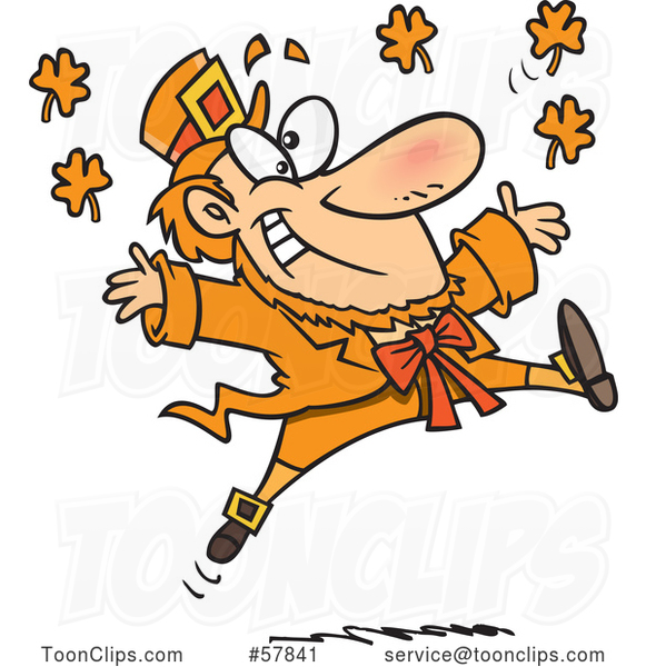 Cartoon Leaping Orange Leprechaun