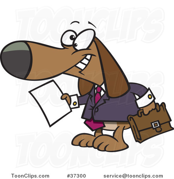 Cartoon Legal Beagle Attorney Lawyer Dog Holding a Document