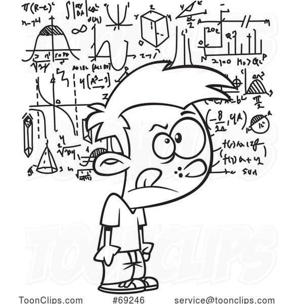 Cartoon Lineart Boy Visualizing