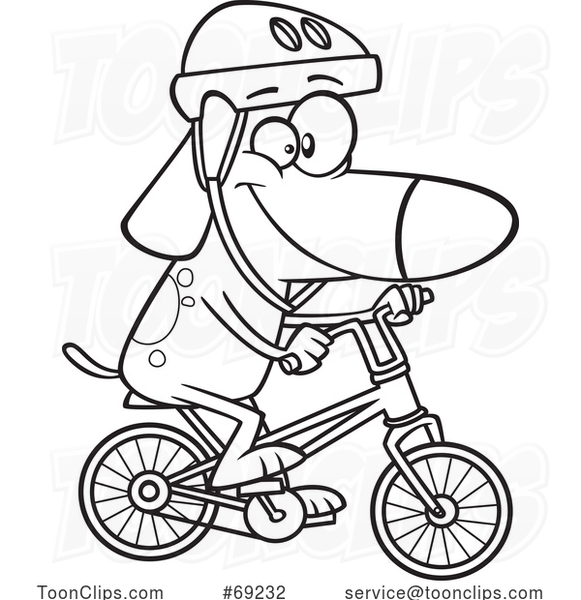 Cartoon Lineart Dog Riding a Bike