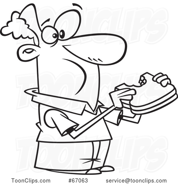 Cartoon Lineart Guy Eating a Sandwich