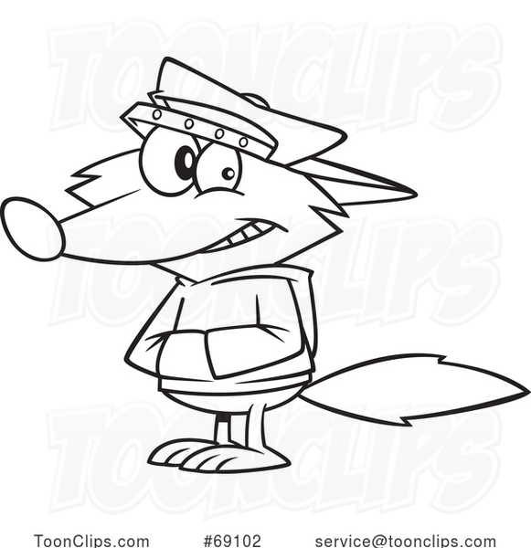 Cartoon Lineart Shifty Raccoon