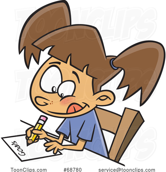 Cartoon Little Girl Writing down Her Goals #68780 by Ron Leishman