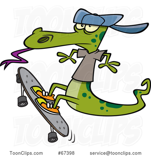Cartoon Lizard Skateboarding