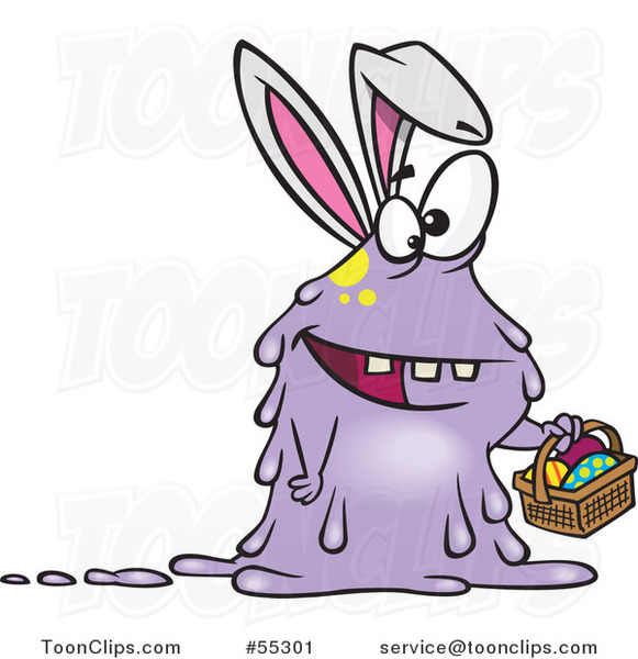 Cartoon Monster Easter Bunny Rabbit Holding a Basket