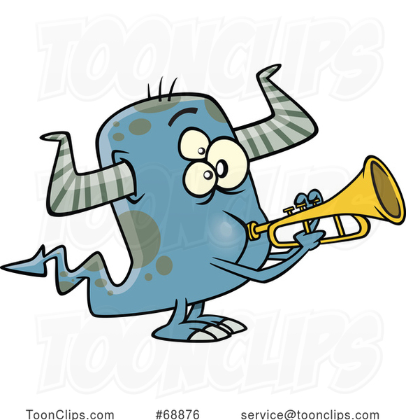 Cartoon Monster Playing a Trumpet