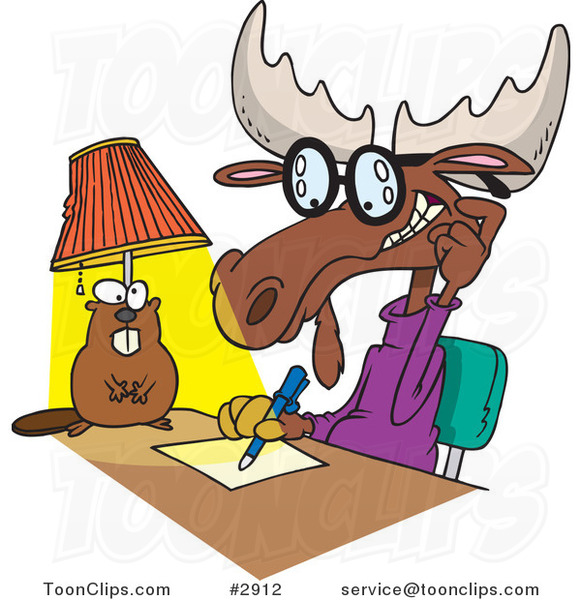 Cartoon Moose Writing an Anonymous Letter