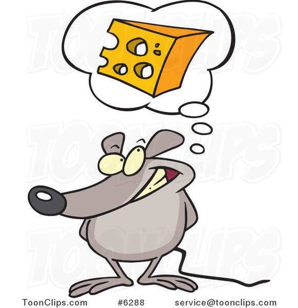 Cartoon Mouse Daydreaming of Cheese