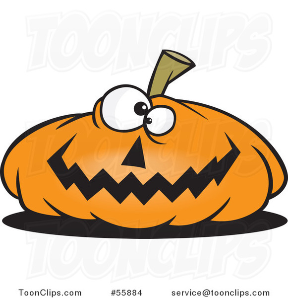 Cartoon Nearly Flat Jackolantern Halloween Pumpkin