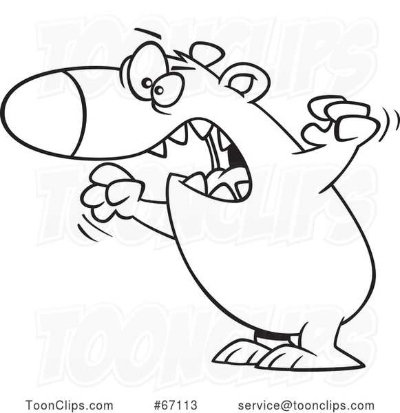 Cartoon Outline Angry Mama Bear