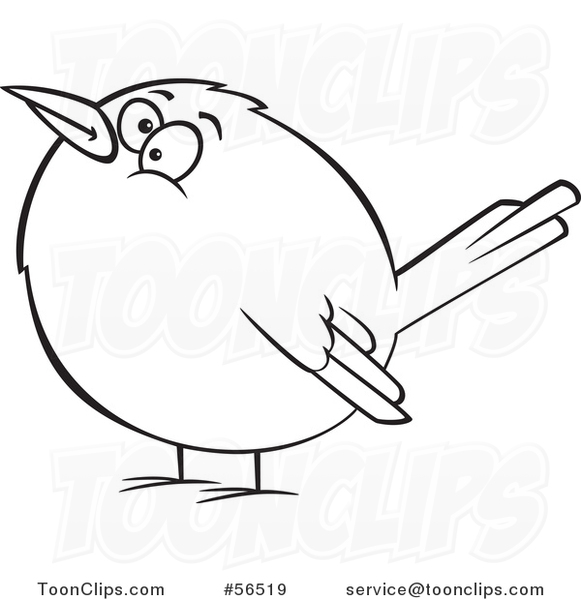 Cartoon Outline Chubby Wren Bird #56519 by Ron Leishman