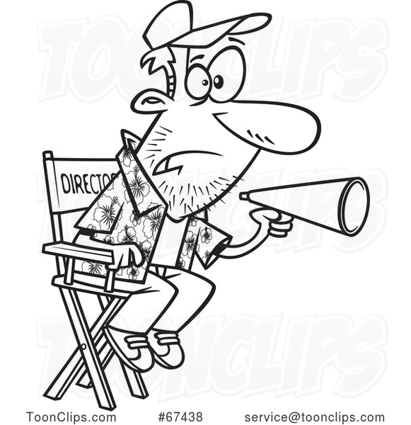 Cartoon Outline Film Director Using a Bullhorn