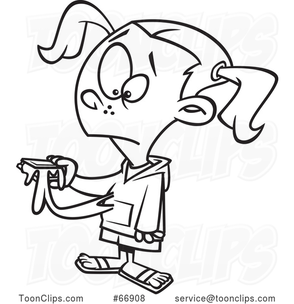 Cartoon Outline Girl Making a Mess with Smores