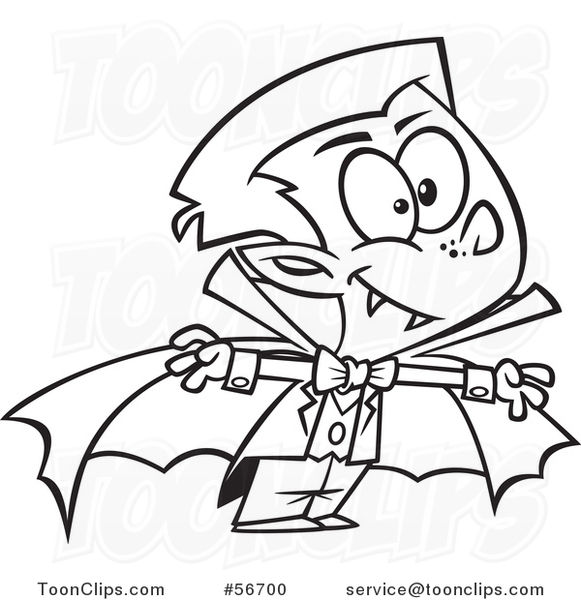Cartoon Outline Halloween Vampire Boy
