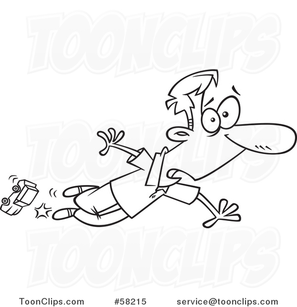 Cartoon Outline of Dad Tripping over a Toy Car