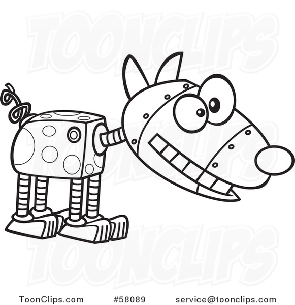 Cartoon Outline of Robotic Dog
