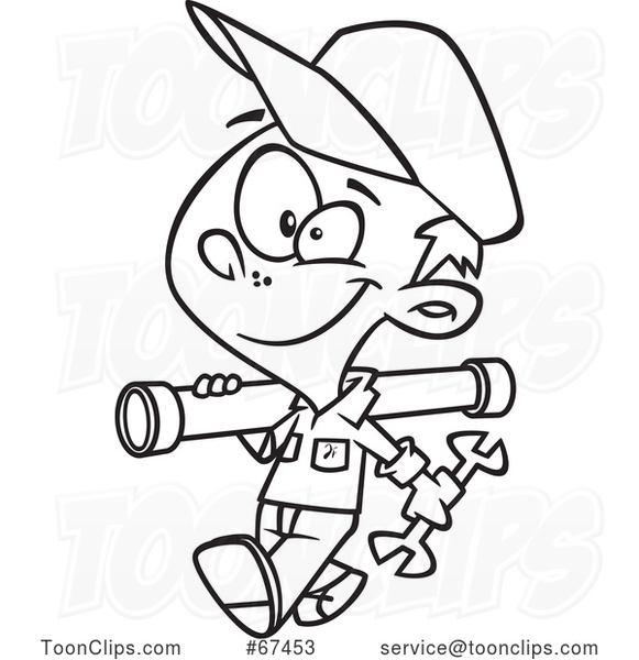 Cartoon Outline Plumber Boy