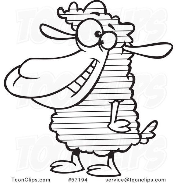 Cartoon Outline Sheep with Striped Wool #57194 by Ron Leishman