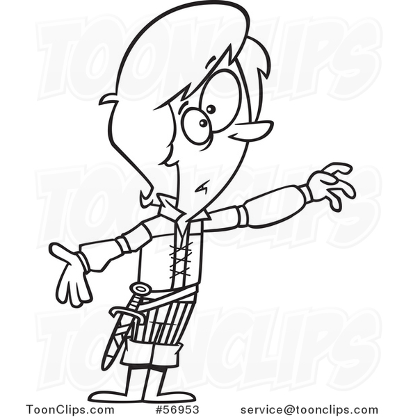 Cartoon Outline Thespian Guy Playing Romeo #56953 by Ron Leishman