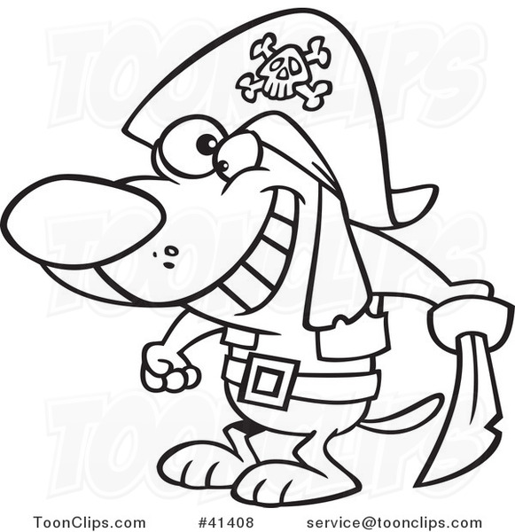 pirate dog clipart outline