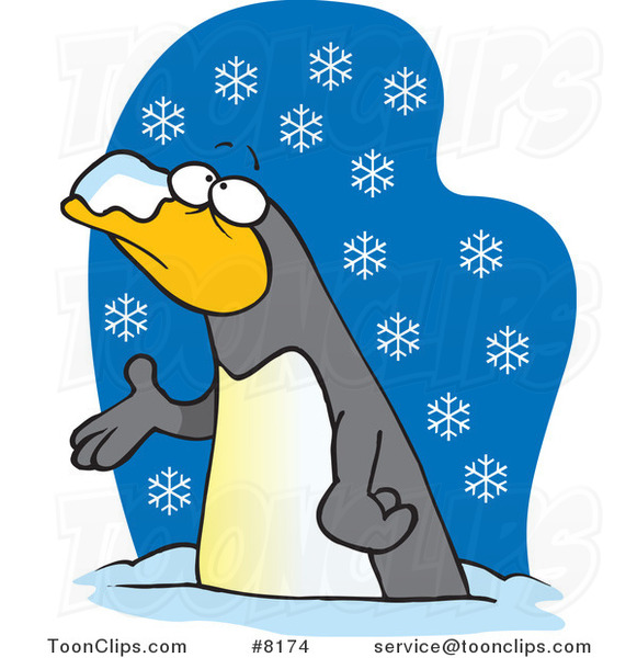Cartoon Penguin in the Snow
