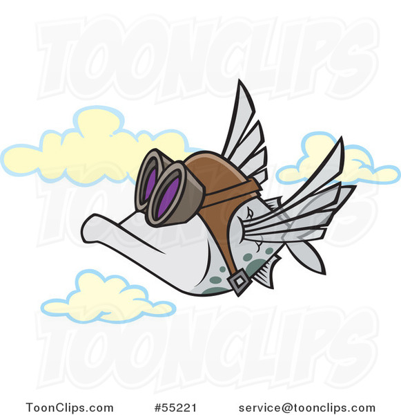 Cartoon Pilot Fish Flying