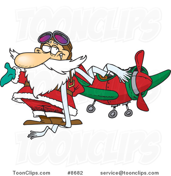 Cartoon Pilot Santa