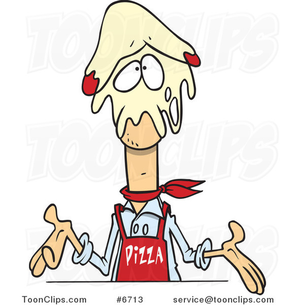 Cartoon Pizza Guy with Dough on His Head