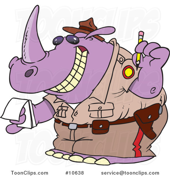Cartoon Police Rhino Issuing a Ticket