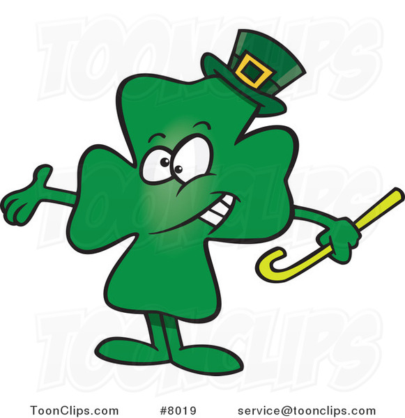 Cartoon Presenting St Patricks Day Clover