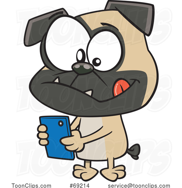 Cartoon Pug Dog Texting
