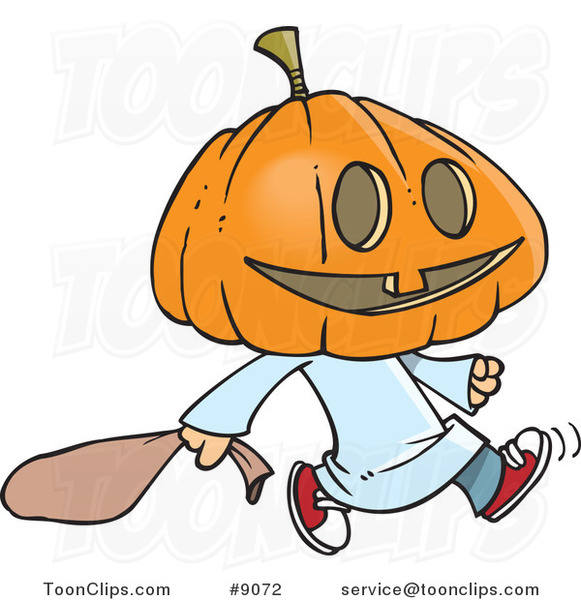 Cartoon Pumpkin Head Trick or Treater