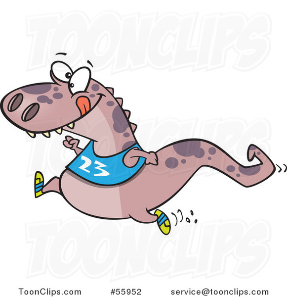 Cartoon Purple T Rex Dinosaur Jogging
