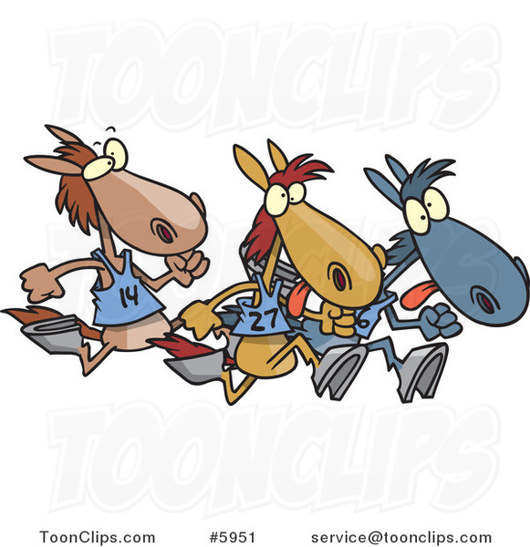 Cartoon Racing Horses #5951 by Ron Leishman