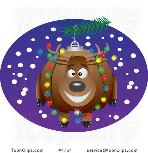 Cartoon Reindeer Christmas Ornament