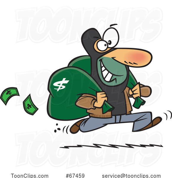 Cartoon Robber Running After a Bank Heist