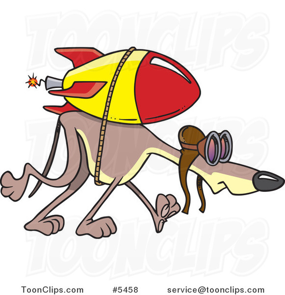 Cartoon Rocket Strapped to a Greyhound