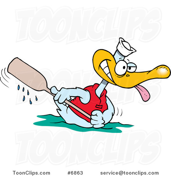 Cartoon Rowing Duck