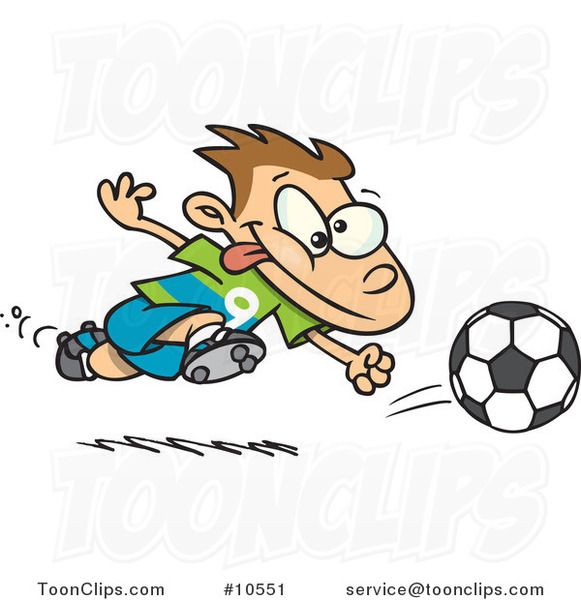 Cartoon Running Soccer Boy