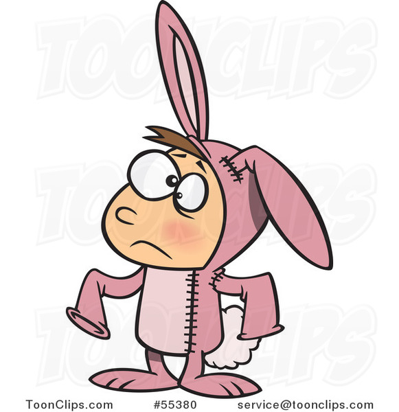 Cartoon Sad Boy in a Bad Bunny Halloween Costume